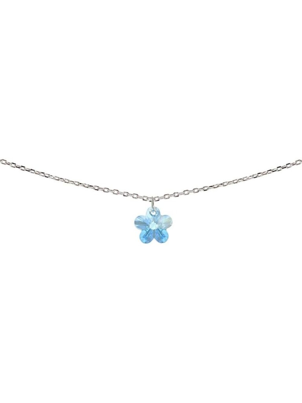 Sterling Silver Floral Choker Necklace with Sparkling European Crystals